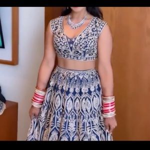Navy Blue Rhinestone Lehenga Size 36